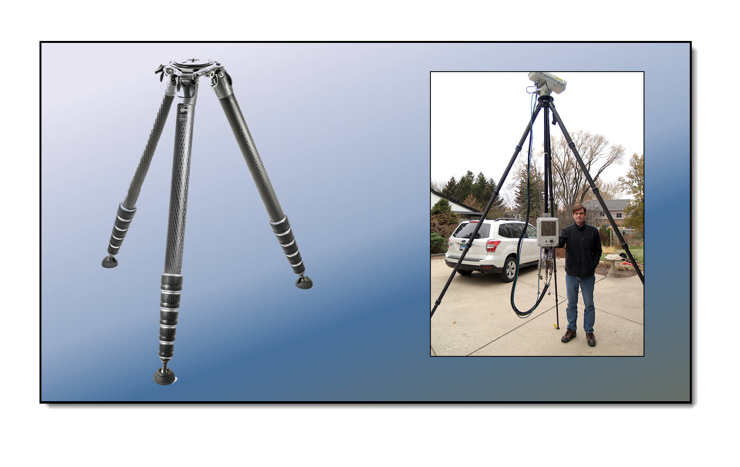 Full line of industrial grade carbon fiber tripods